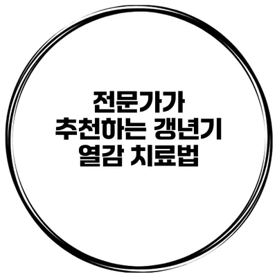 전문가가 추천하는 갱년기 열감 치료법