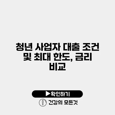 청년 사업자 대출 조건 및 최대 한도, 금리 비교