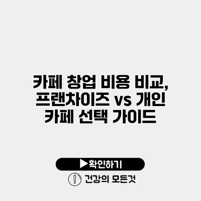 카페 창업 비용 비교, 프랜차이즈 vs 개인 카페 선택 가이드