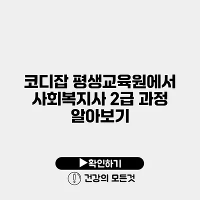 코디잡 평생교육원에서 사회복지사 2급 과정 알아보기