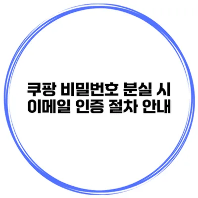 쿠팡 비밀번호 분실 시 이메일 인증 절차 안내