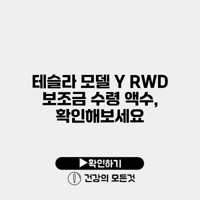 테슬라 모델 Y RWD 보조금 수령 액수, 확인해보세요