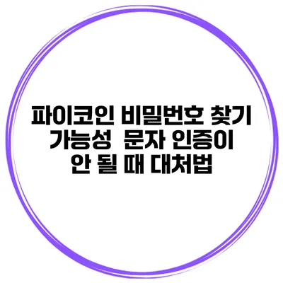 파이코인 비밀번호 찾기 가능성 / 문자 인증이 안 될 때 대처법