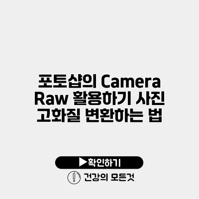 포토샵의 Camera Raw 활용하기 사진 고화질 변환하는 법
