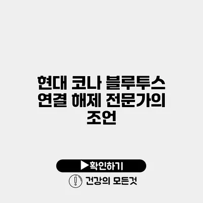 현대 코나 블루투스 연결 해제 전문가의 조언