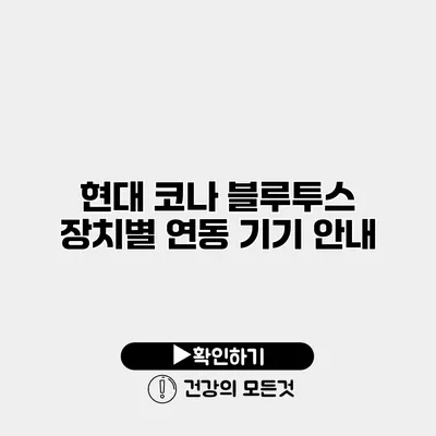 현대 코나 블루투스 장치별 연동 기기 안내