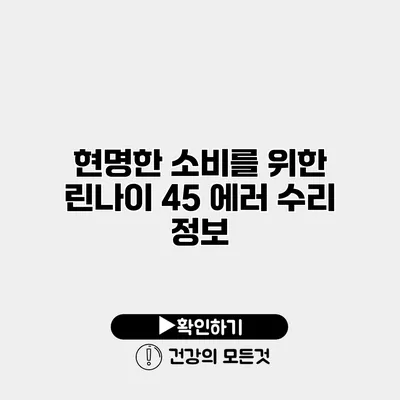 현명한 소비를 위한 린나이 45 에러 수리 정보