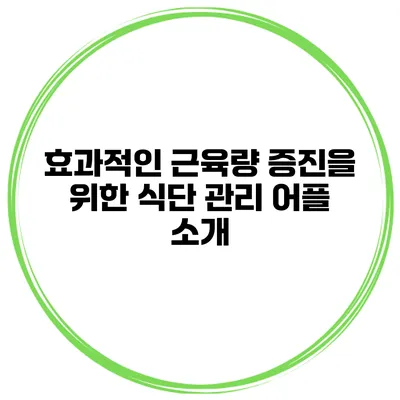 효과적인 근육량 증진을 위한 식단 관리 어플 소개